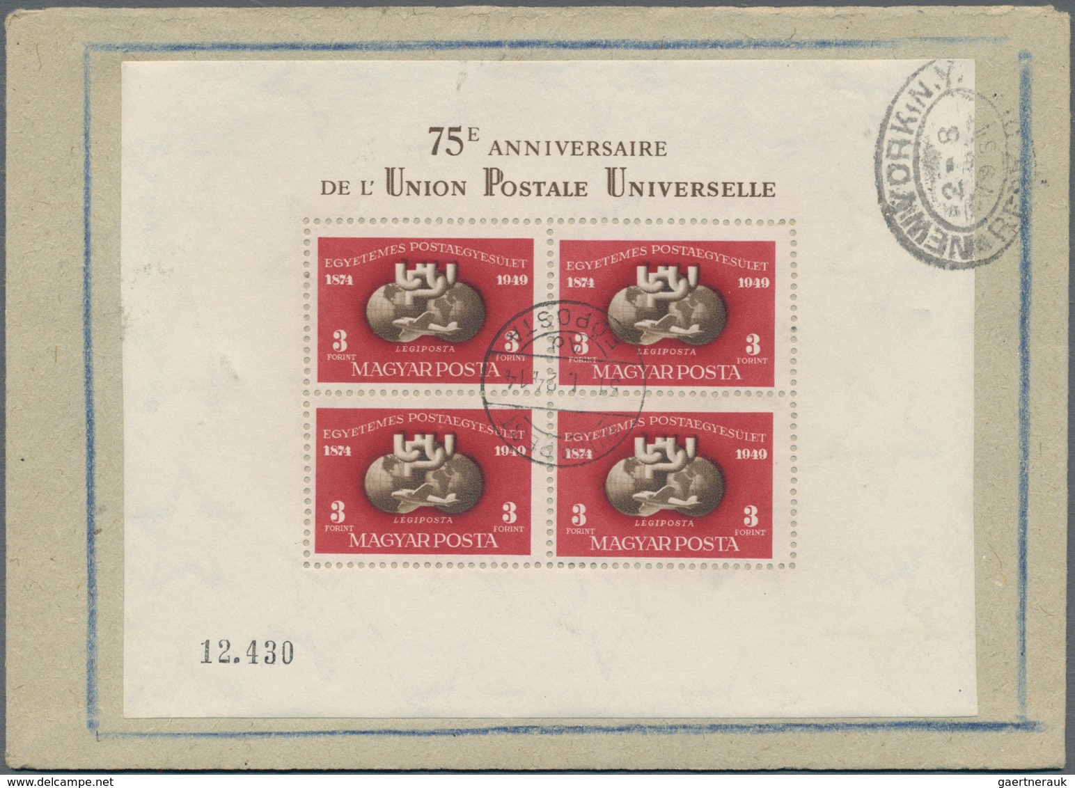 Thematik: UPU / United Postal Union: UNGARN 1950, 2. Juli. Blockpaar: 75 Jahre Weltpostverein (UPU) - U.P.U.