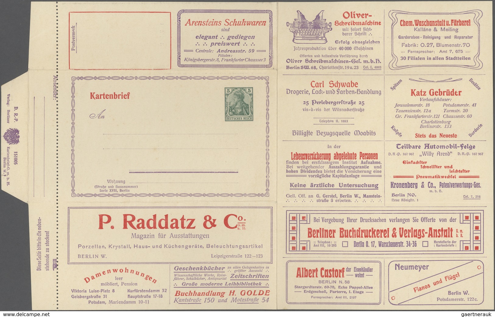 Thematik: Verkehr-Auto / Traffic-car: 1905 (approx), German Reich. Advertisement Letter Card 5 Pf Ge - Auto's