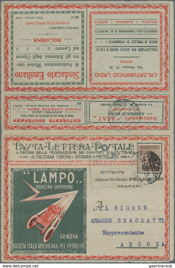 Thematik: Verkehr-Auto / Traffic-car: 1922, Italy. Advertising Letter Card Printed Inside And Outsid - Auto's