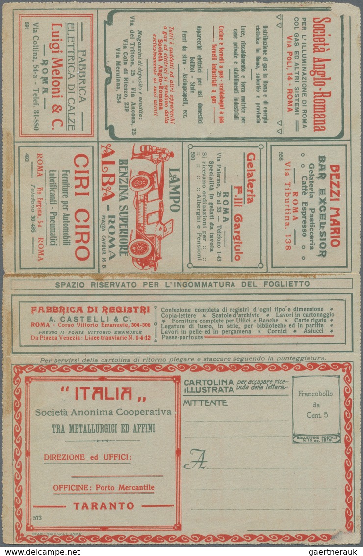 Thematik: Verkehr-Auto / Traffic-car: 1922, Italy. Advertising Letter Card Printed Inside And Outsid - Cars
