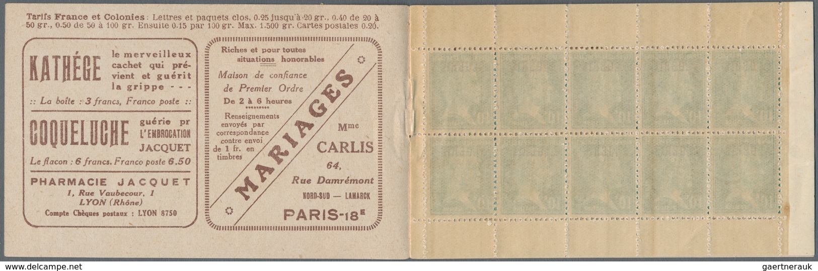 Thematik: Verkehr-Auto / Traffic-car: 1924, Algeria. Stamp Booklet 10c Pasteur Algerie (S.49) With I - Cars
