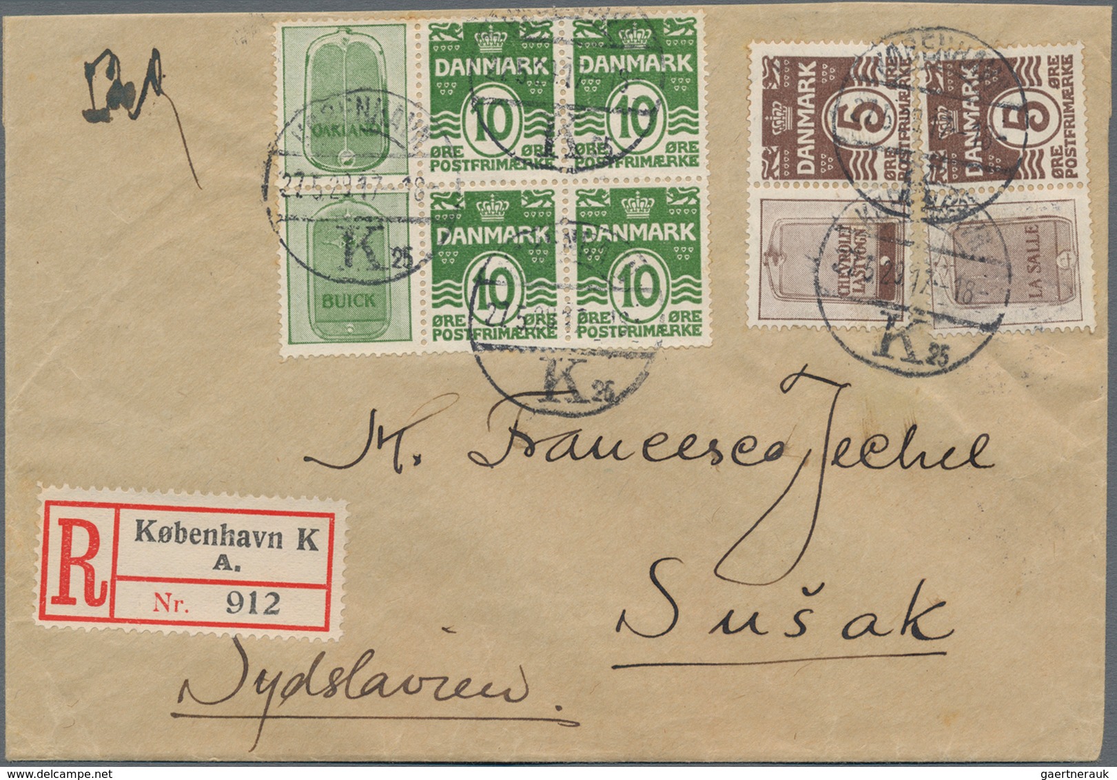 Thematik: Verkehr-Auto / Traffic-car: 1929, Denmark. Nice Franking On Registered Cover From "Copenha - Cars