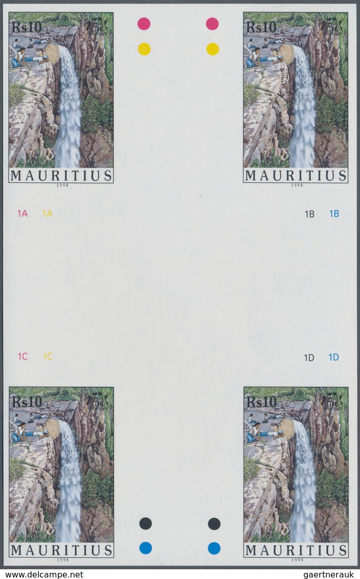 Thematik: Wasserfälle / Waterfalls: 1998, Mauritius. IMPERFORATE Cross Gutter Pair For The 10rs Valu - Ohne Zuordnung