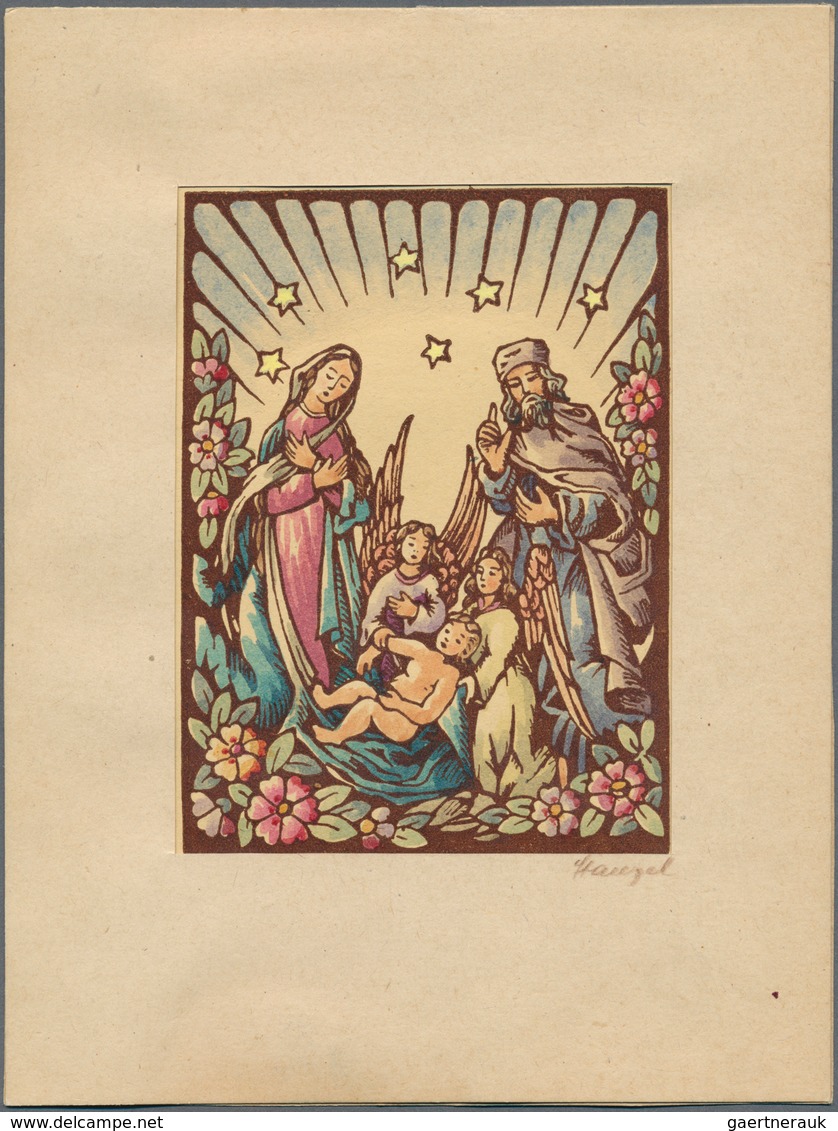 Thematik: Weihnachten / Christmas: 1950s (approx), Austria. Artist's Drawing Shwoing "The Holy Famil - Kerstmis