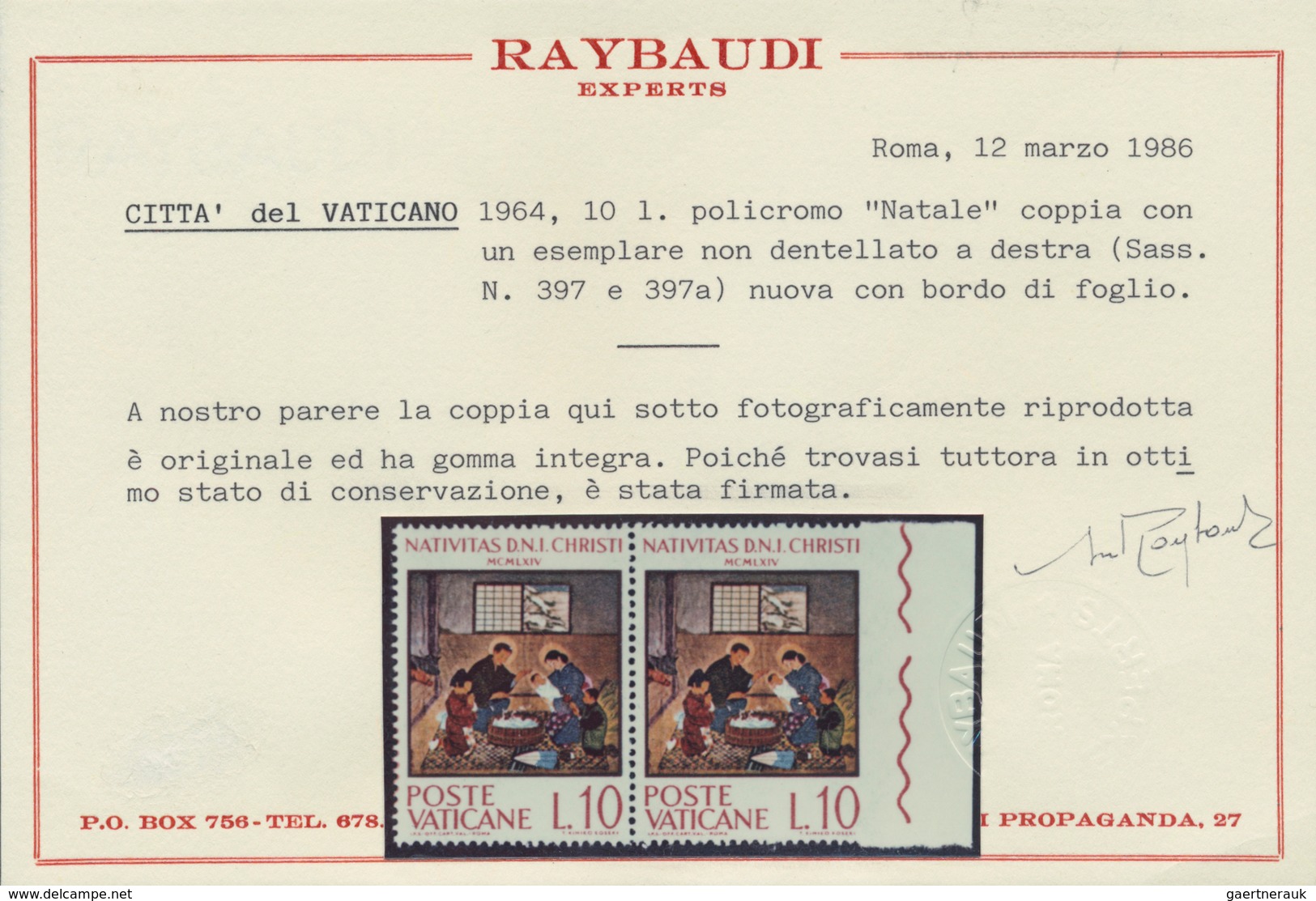 Thematik: Weihnachten / Christmas: 1964, Vatikan, 10 L "Christmas", Horizontal Pair, Right Stamp Wit - Navidad