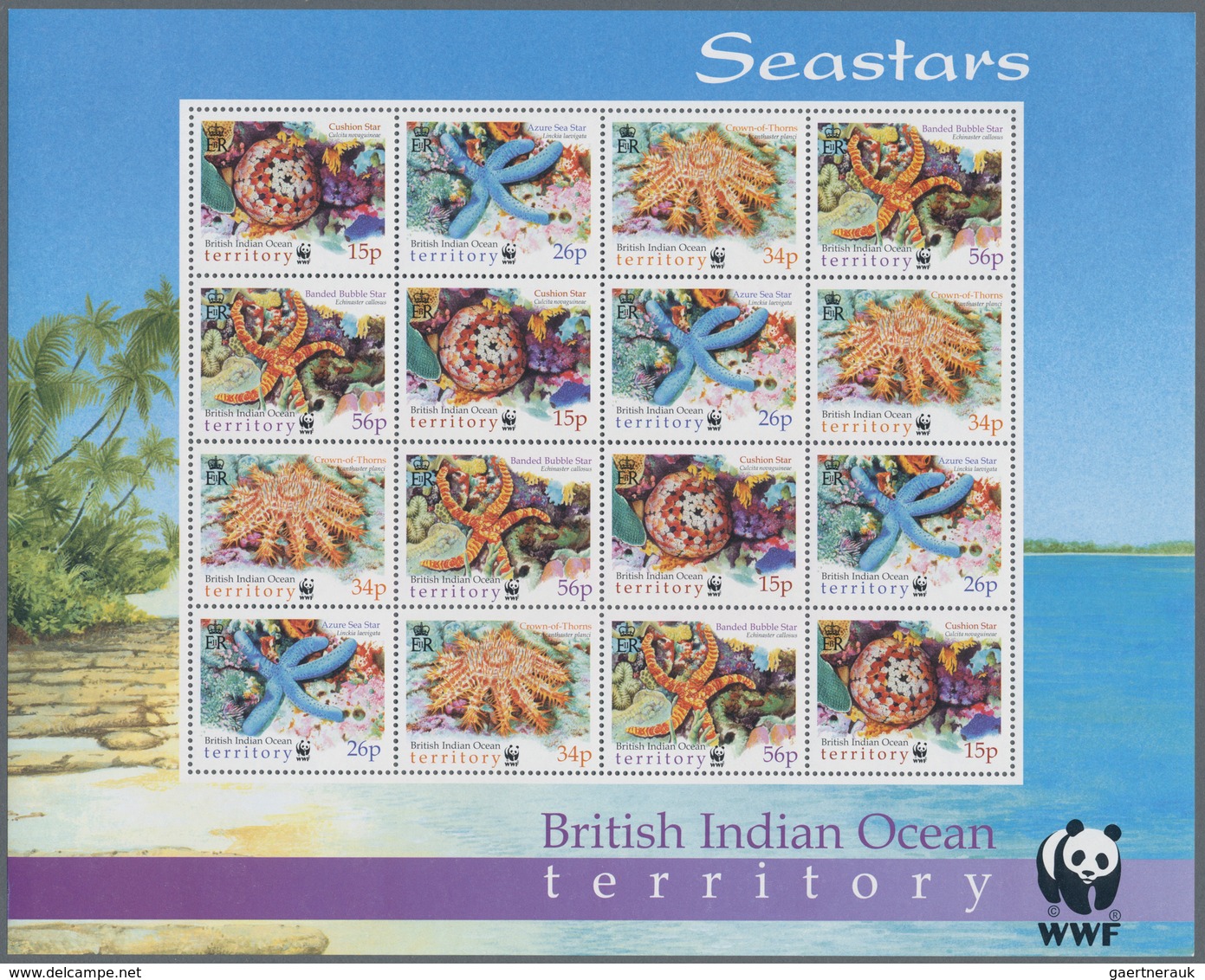 Thematik: WWF: 2001, BRITISH INDIAN OCEAN TERRITORY: WWF Seastars (Cushion Star, Azure Sea Star, Cro - Other & Unclassified