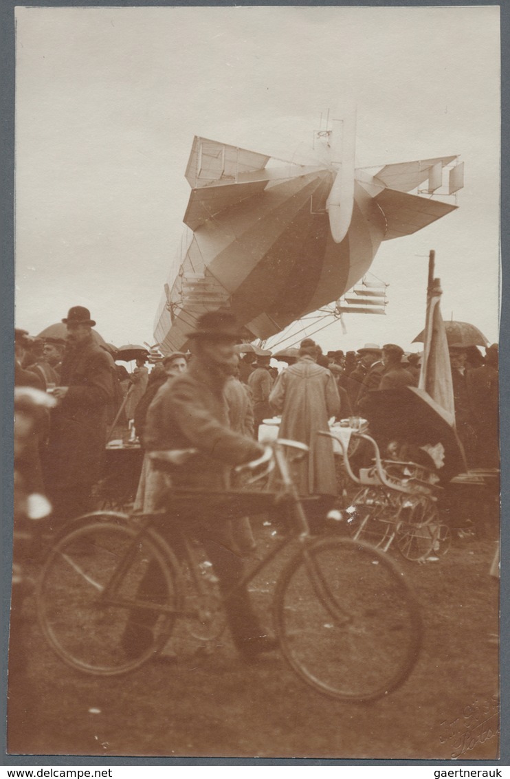 Thematik: Zeppelin / Zeppelin: 1909. Group Of Five Photographs, All Pictured Front And Back, From Th - Zeppelines