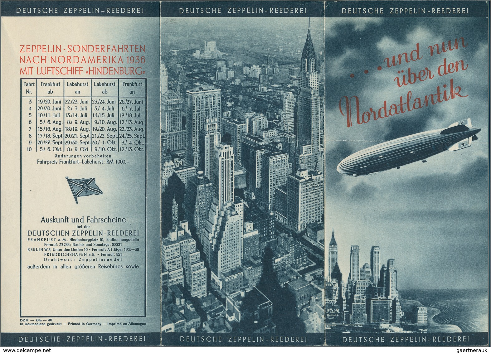 Thematik: Zeppelin / Zeppelin: 1936. Original Schedule Of All Hindenburg LZ129 Zeppelin Flights For - Zeppelins