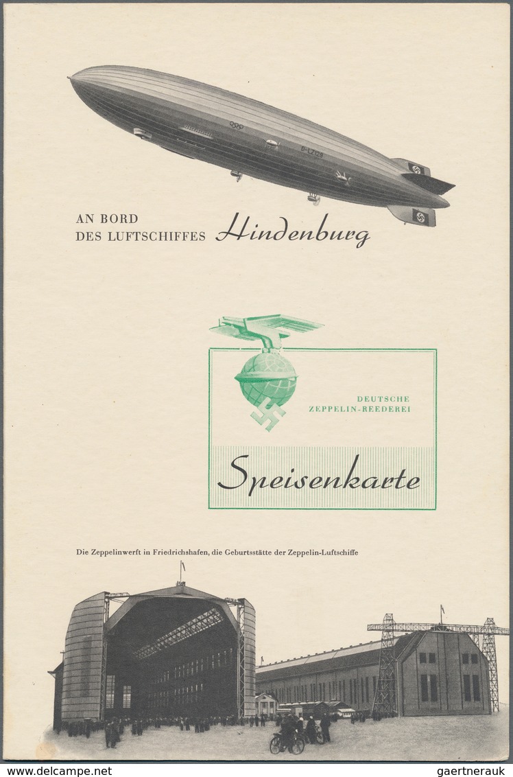 Thematik: Zeppelin / Zeppelin: 1937. Original Menu From On Board The Hindenburg Zeppelin During Its - Zeppelins
