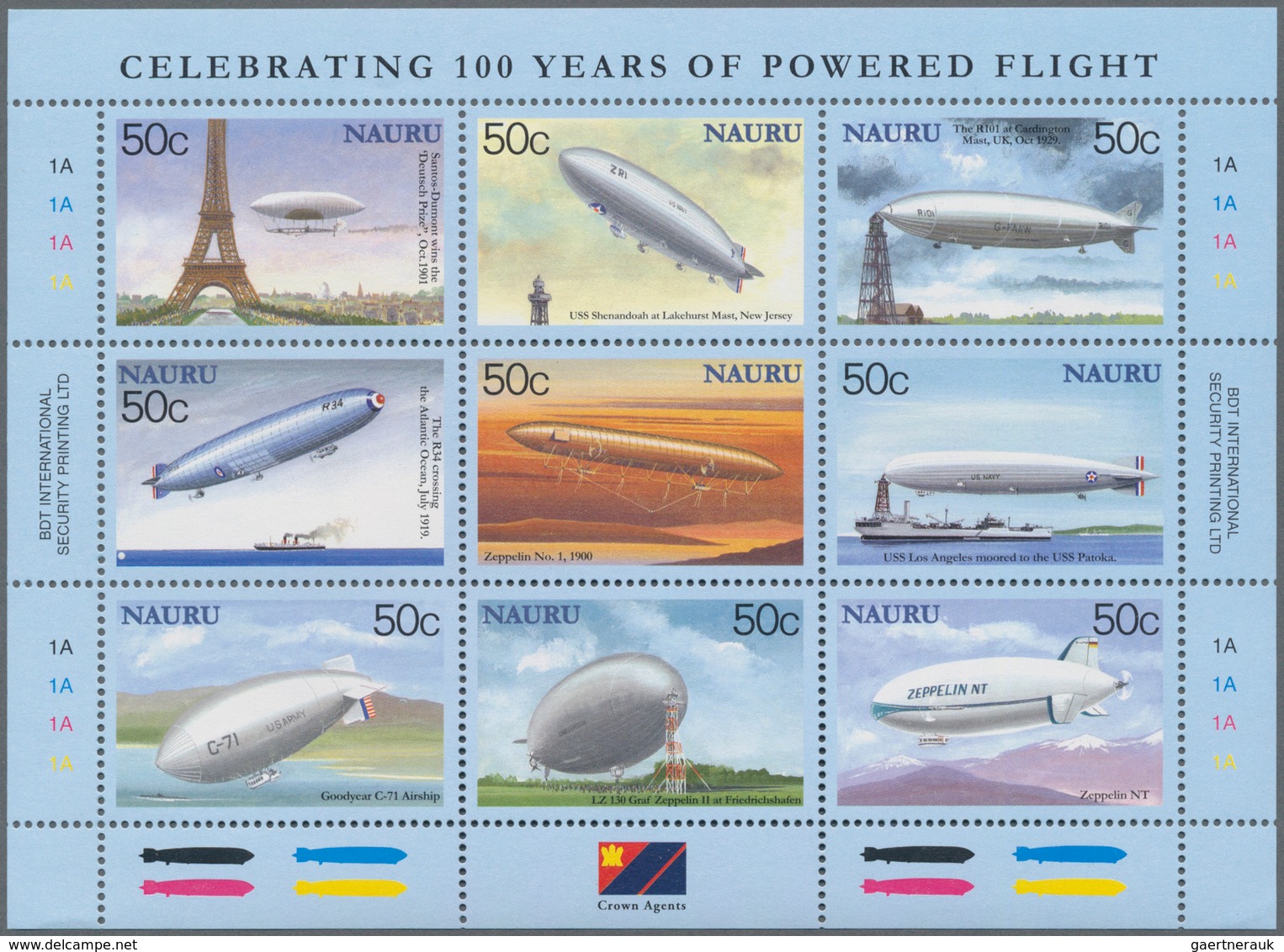 Thematik: Zeppelin / Zeppelin: 2003, NAURU: 100 Years Of Powered Flight (Zeppelin) Complete Set In A - Zeppelines