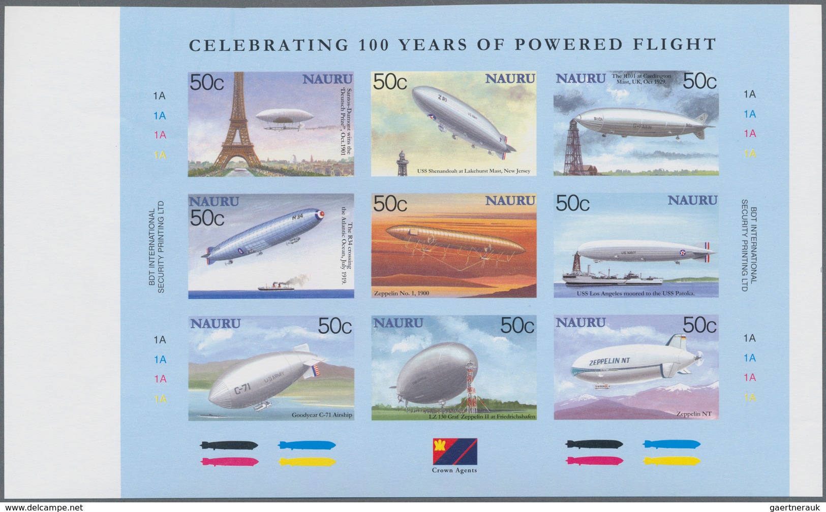 Thematik: Zeppelin / Zeppelin: 2003, NAURU: 100 Years Of Powered Flight (Zeppelin) Complete Set In A - Zeppelines