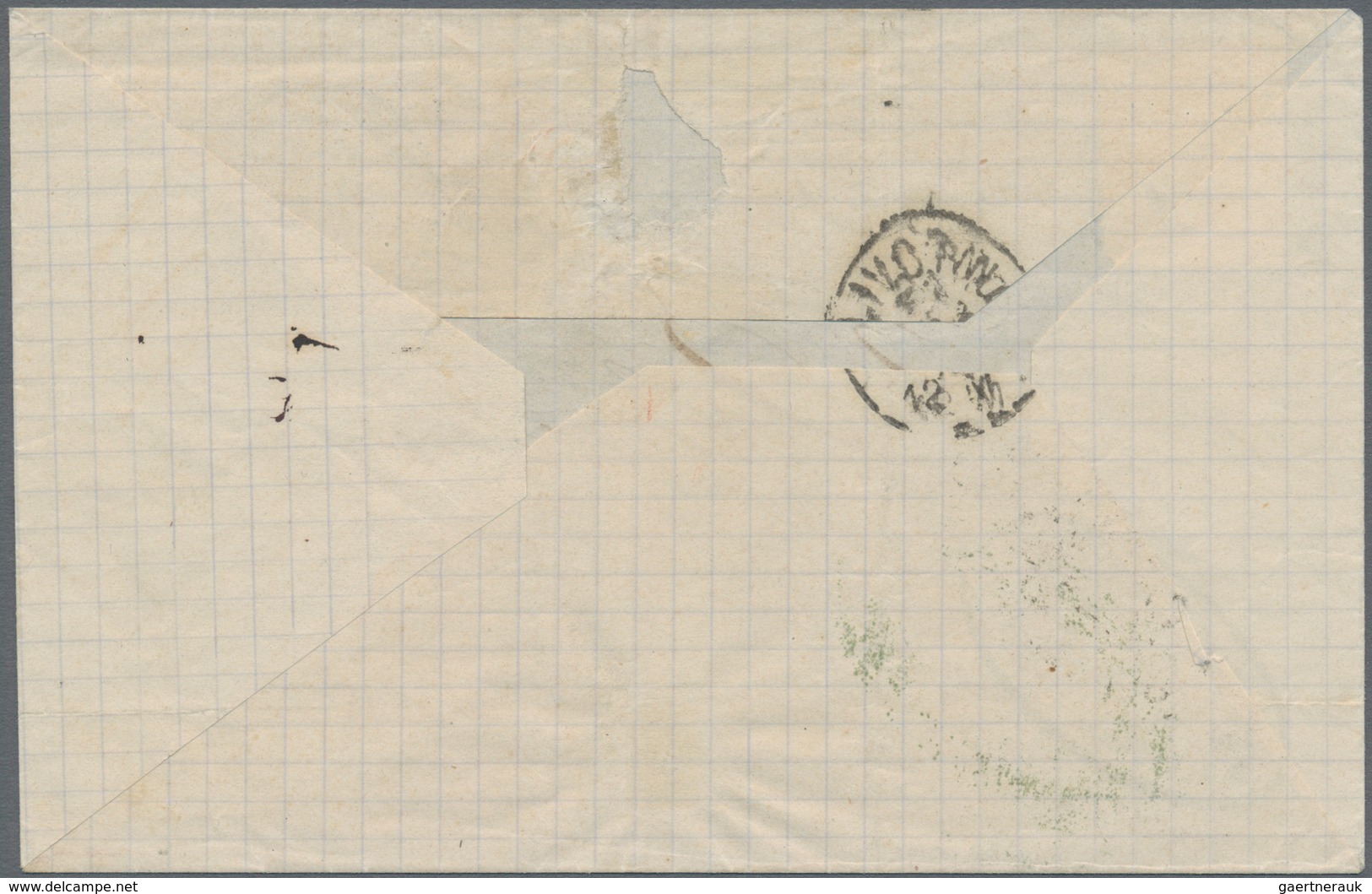 Ägypten: 1874, Italian P.O., 40c. Rose (corner Fault At Lower Right), Single Franking On Large Fragm - 1866-1914 Khedivato De Egipto