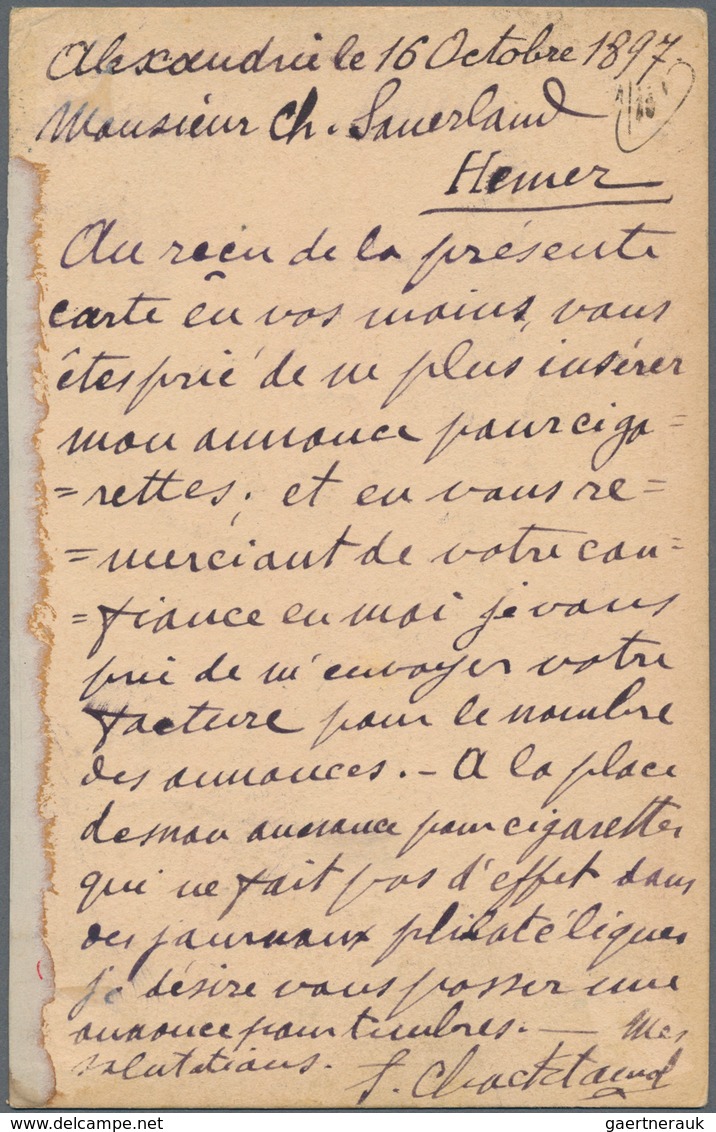 Ägypten: 1897/1909 Registered Mail To Germany: Postal Stationery Card 5m. Uprated 1pi. Ultramarine A - 1866-1914 Khedivaat Egypte