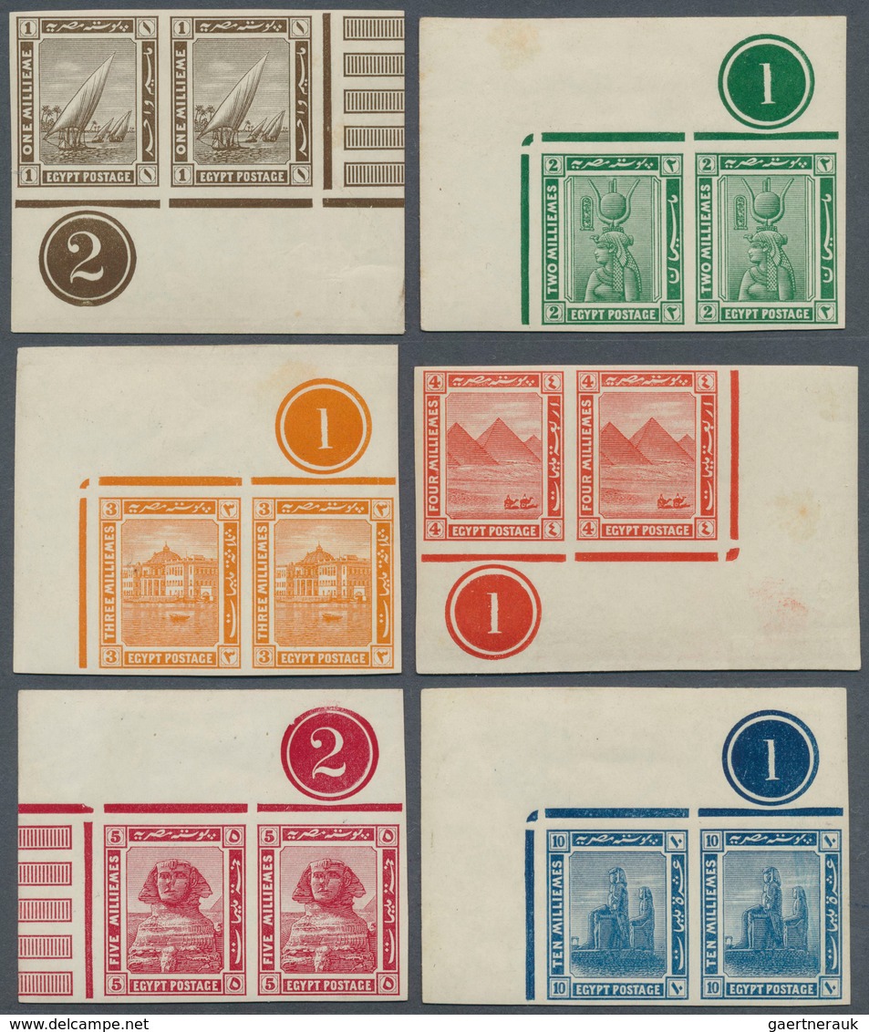 Ägypten: 1914, Pictorial Issue Six Different Values 1m. Sepia To 10m. Blue In IMPERFORATE PROOF PAIR - 1866-1914 Khedivaat Egypte