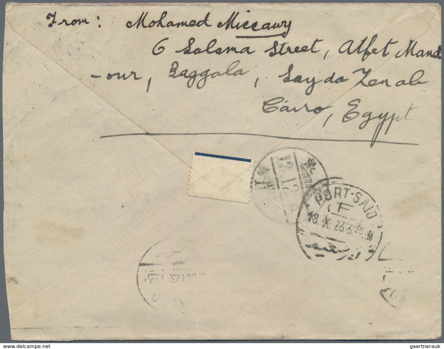 Ägypten: 1922/23, Two Covers With 15 C. Frankings From "SAIYIGA ZENAB" Or "CAIRO" To Kinsen/Korea, E - 1866-1914 Khedivato De Egipto