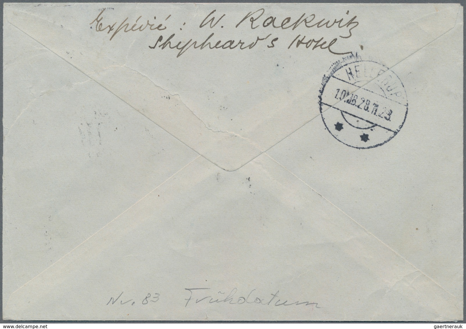 Ägypten: 1923 (16th Nov.), Registered Envelope Of Shepheard's Hotel, Cairo To Hellerup, Copenhagen, - 1866-1914 Khedivaat Egypte