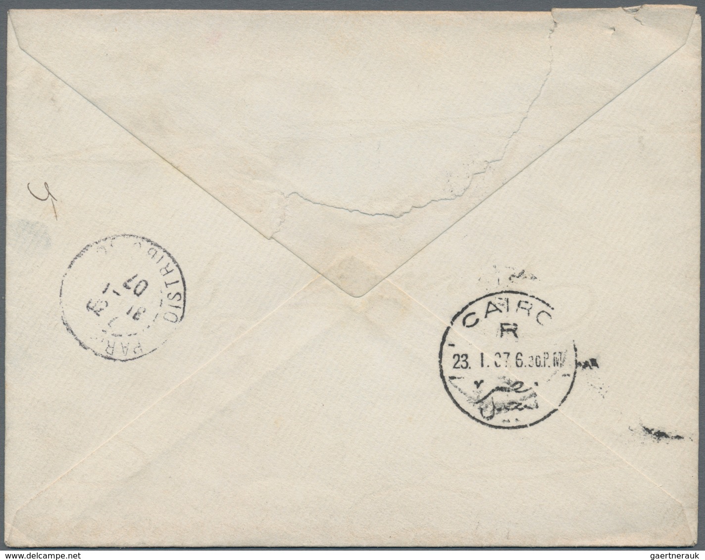 Ägypten - Ganzsachen: 1907, Envelope 1 P. Grey Uprated 1 P. Ultra (2) Canc. "GRAND CONTINENTAL HOTEL - Andere & Zonder Classificatie