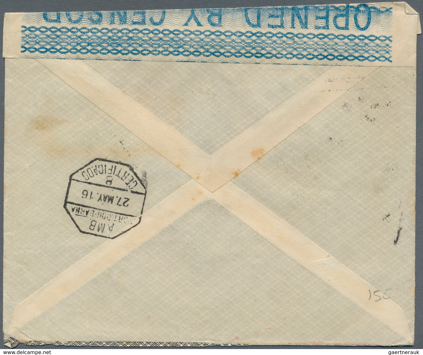 Ägypten - Stempel: 1915/16, Lot of 7 comercially used R-Letters to Spain with censor-stripes and cen