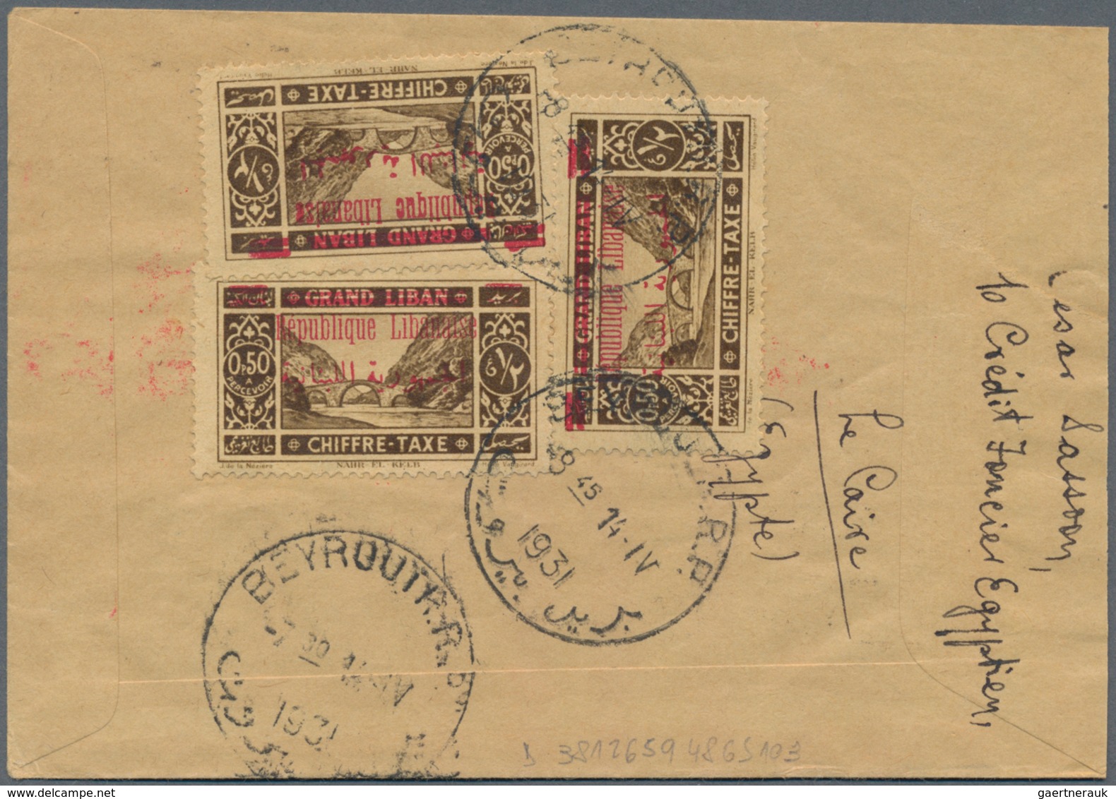 Ägypten - Flugpost: 1931 (10th Apr.), Zeppelin Cover From Cairo To Beyrouth Flown From Cairo To Pale - Altri & Non Classificati