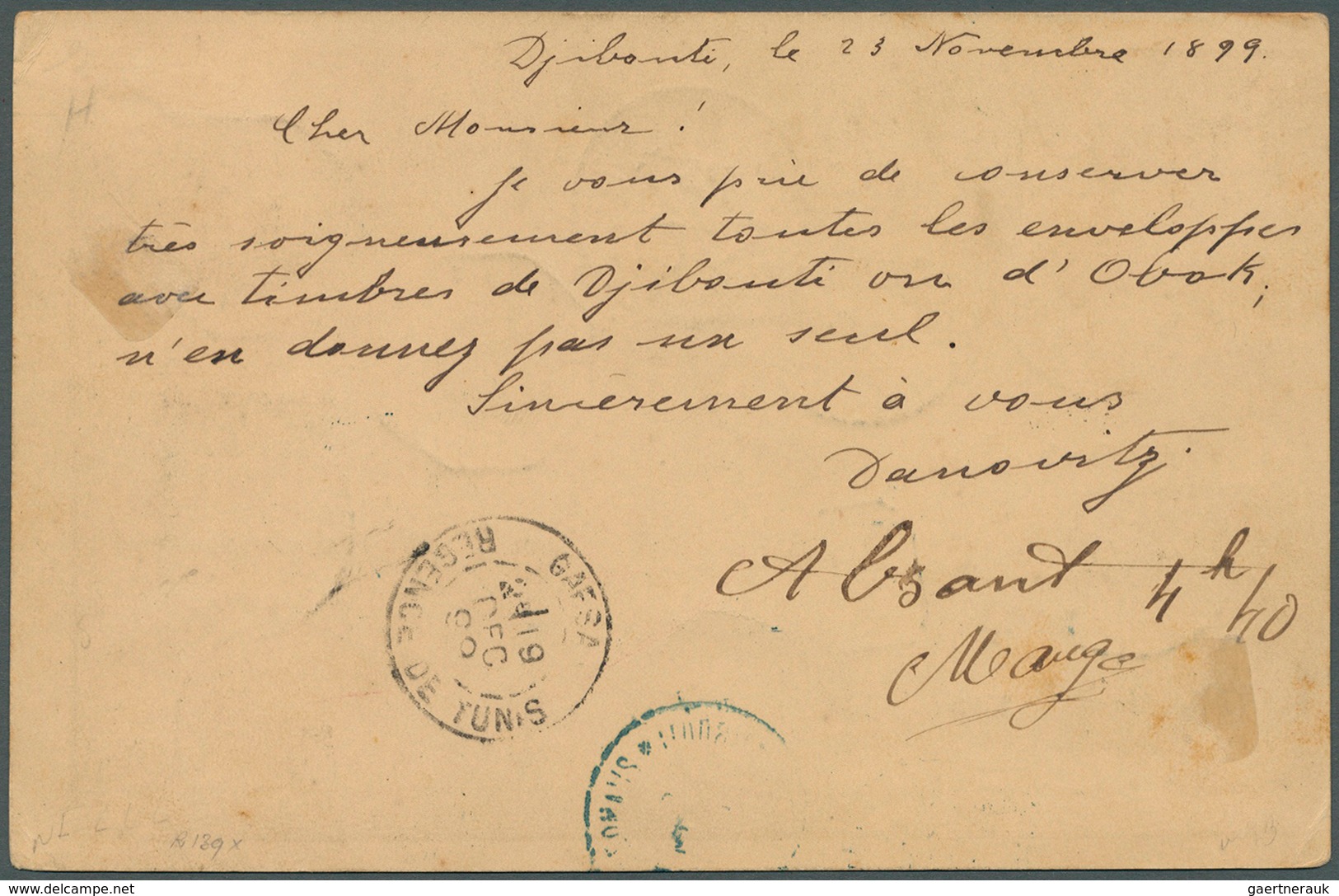 Äthiopien: 1899: Ethiopian Postal Stationery Card ½g. (cancelled 28.7.98) Used As Registered Postcar - Ethiopia