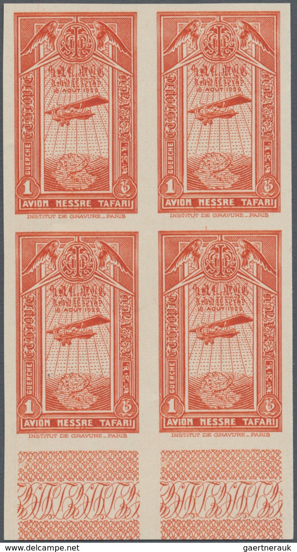 Äthiopien: 1931, Airmails, 1g. Brownish Orange, Bottom Marginal Imperforate Block Of Four, Mint Neve - Äthiopien