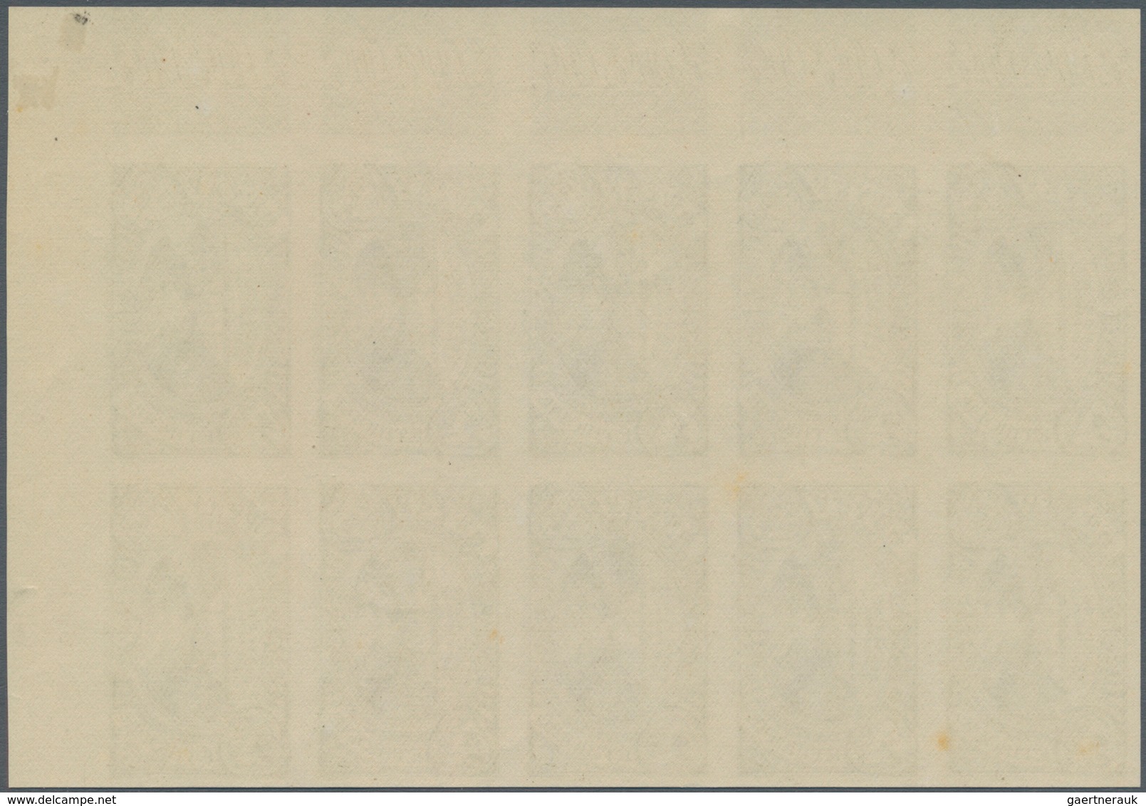 Äthiopien: 1931, Railway Bridge Over Hawasch ¼g. Olive-brown IMPERFORATE Block Of Ten From Lower Rig - Äthiopien