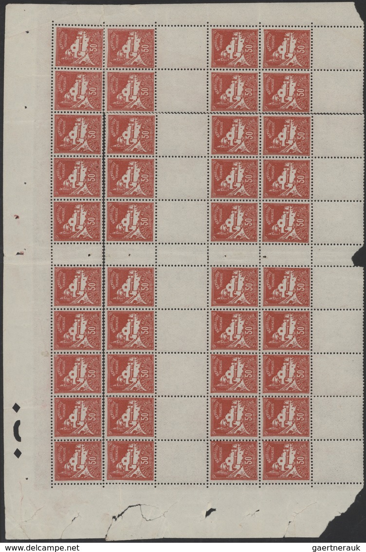 Algerien: 1926 (ca). Booklets. 50 Cred Fishery Mosque, Block Of 40 With Marks, Beginning Of Cutting - Covers & Documents