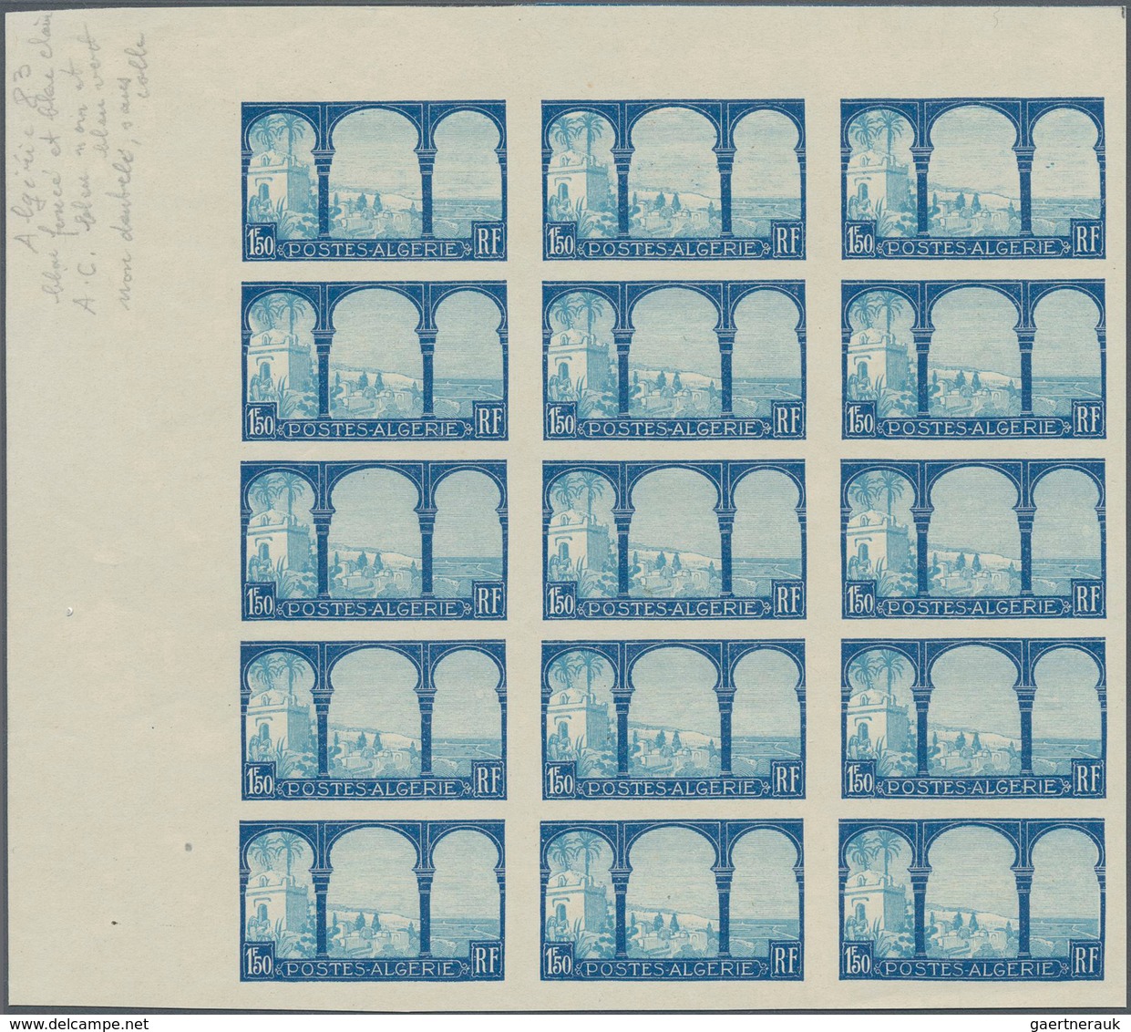 Algerien: 1927, Definitives "Views Of Algeria", 1.50fr. Blackish Blue/greenish Blue, Imperforate Col - Covers & Documents