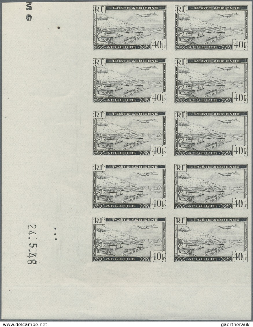 Algerien: 1946, Airmails, 5fr.-40fr., Complete Set In Imperforate Marginal Blocks Of Ten From The Co - Covers & Documents