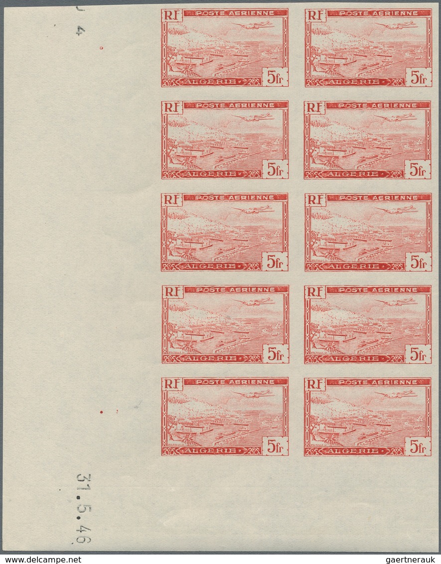 Algerien: 1946, Airmails, 5fr.-40fr., Complete Set In Imperforate Marginal Blocks Of Ten From The Co - Covers & Documents