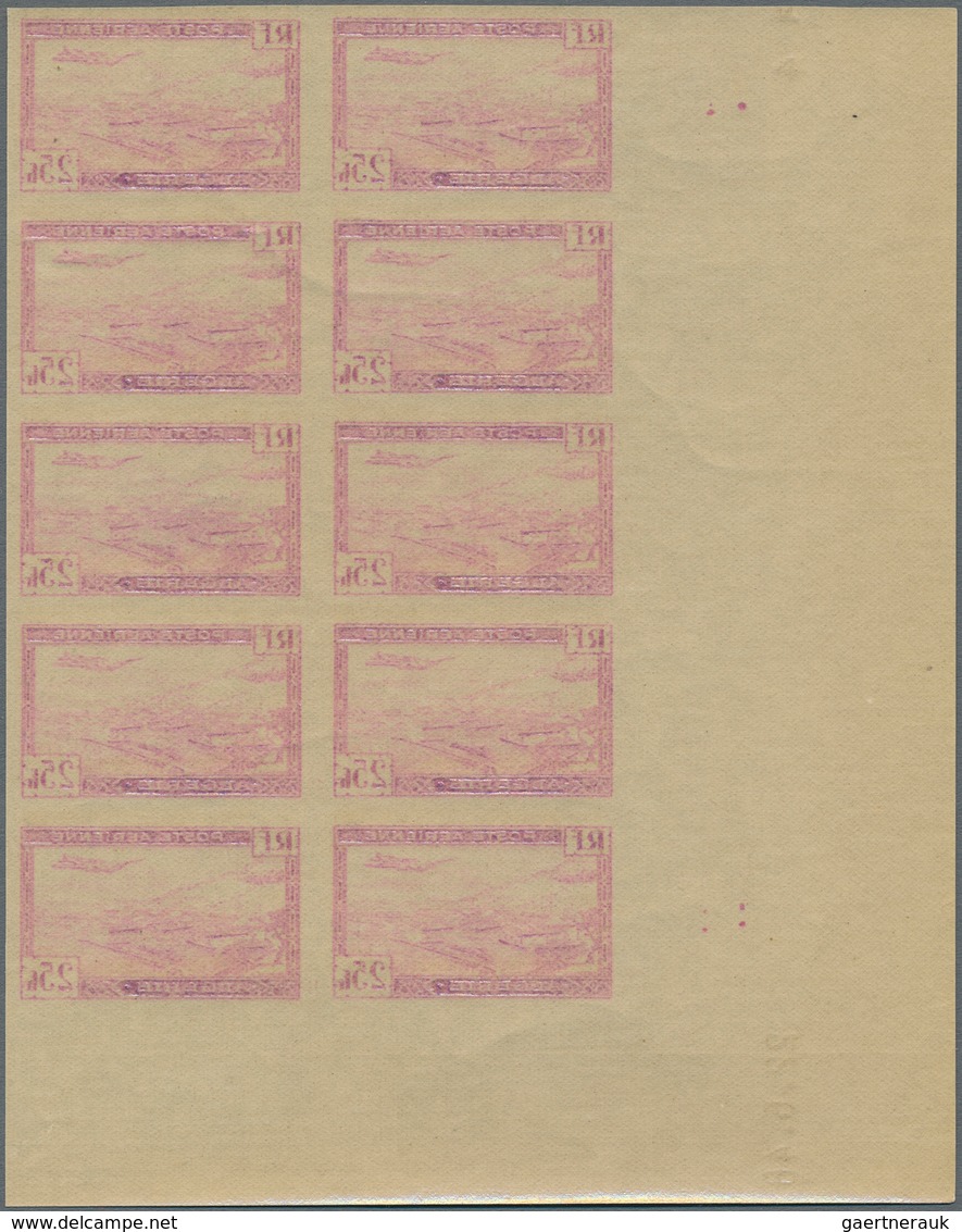 Algerien: 1946, Airmails, 5fr.-40fr., complete set in imperforate marginal blocks of ten from the co