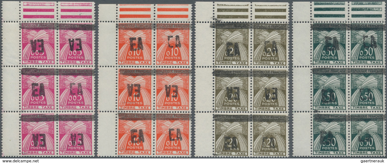 Algerien - Portomarken: 1962, Postage Dues Of France With Hand-stamp Overprint "EA" And Bar Over Old - Algerije (1962-...)