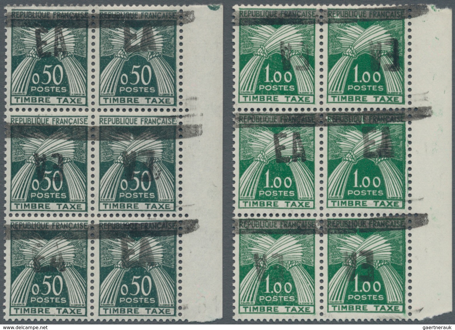 Algerien - Portomarken: 1962, Postage Due Stamps Of France With Hand-stamp Overprint "EA" And Bar Ov - Algerije (1962-...)