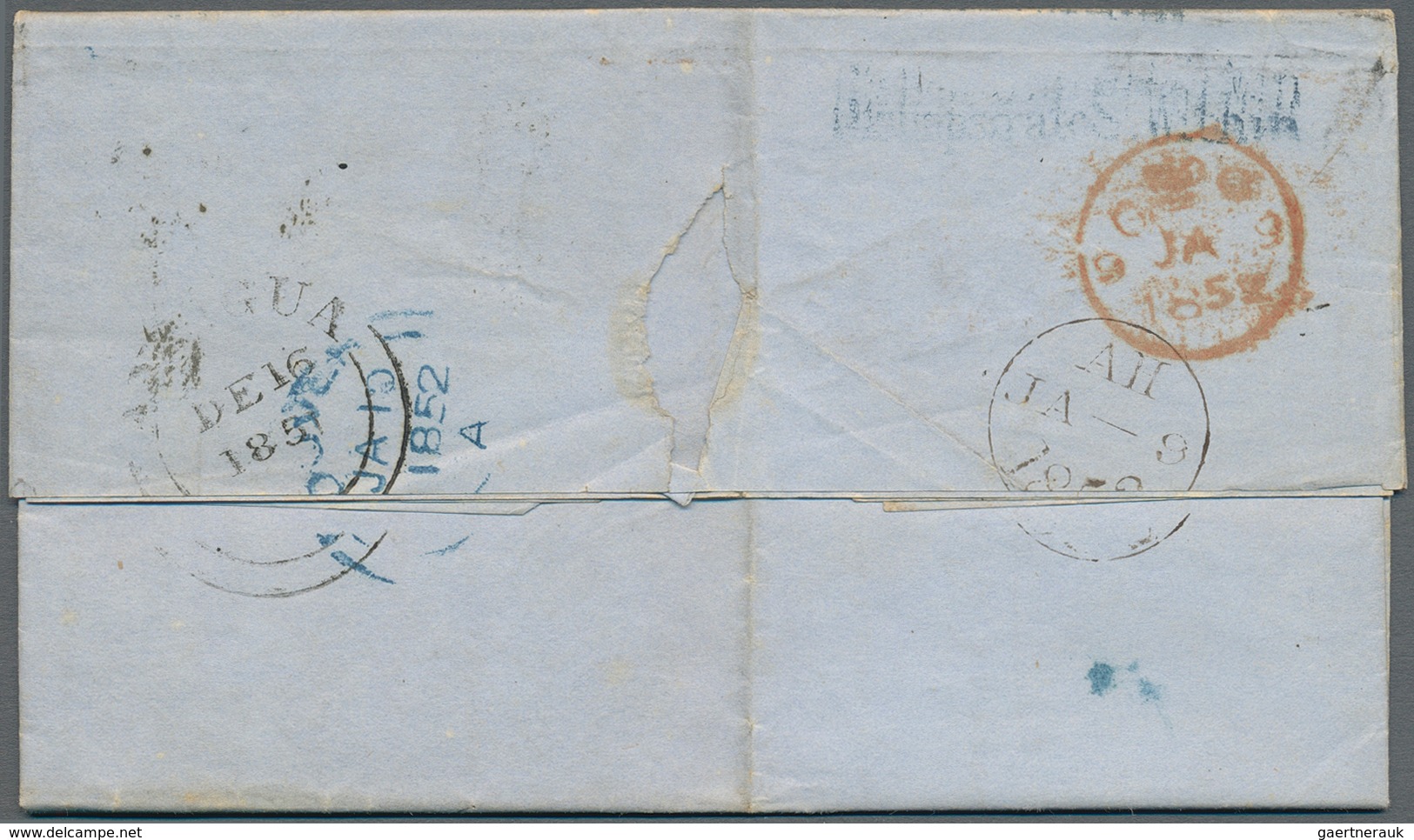 Antigua: 1851, Complete Entire Letter Sent From "ANTIQUA DE 16 1851" To London With Arrival 8.1.52, - Antigua Y Barbuda (1981-...)