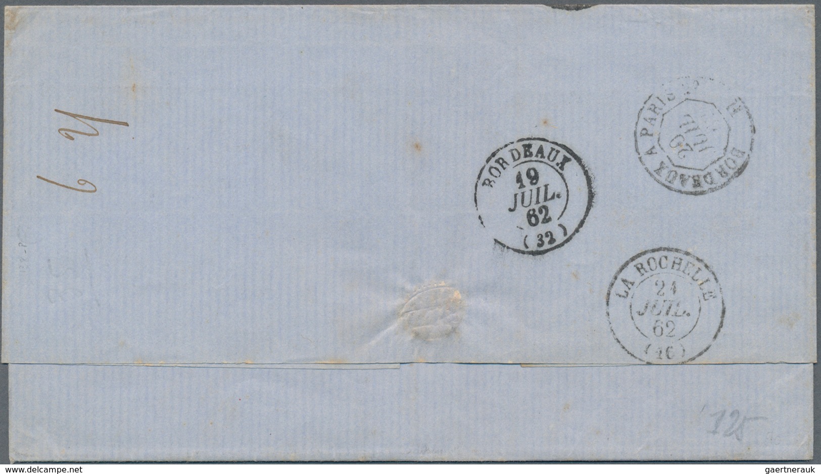 Argentinien: 1862, "CONF.ARGENTINE SAINTONGE" French Octagon Cancel And Tax 16 Dec. An Folded Letter - Other & Unclassified