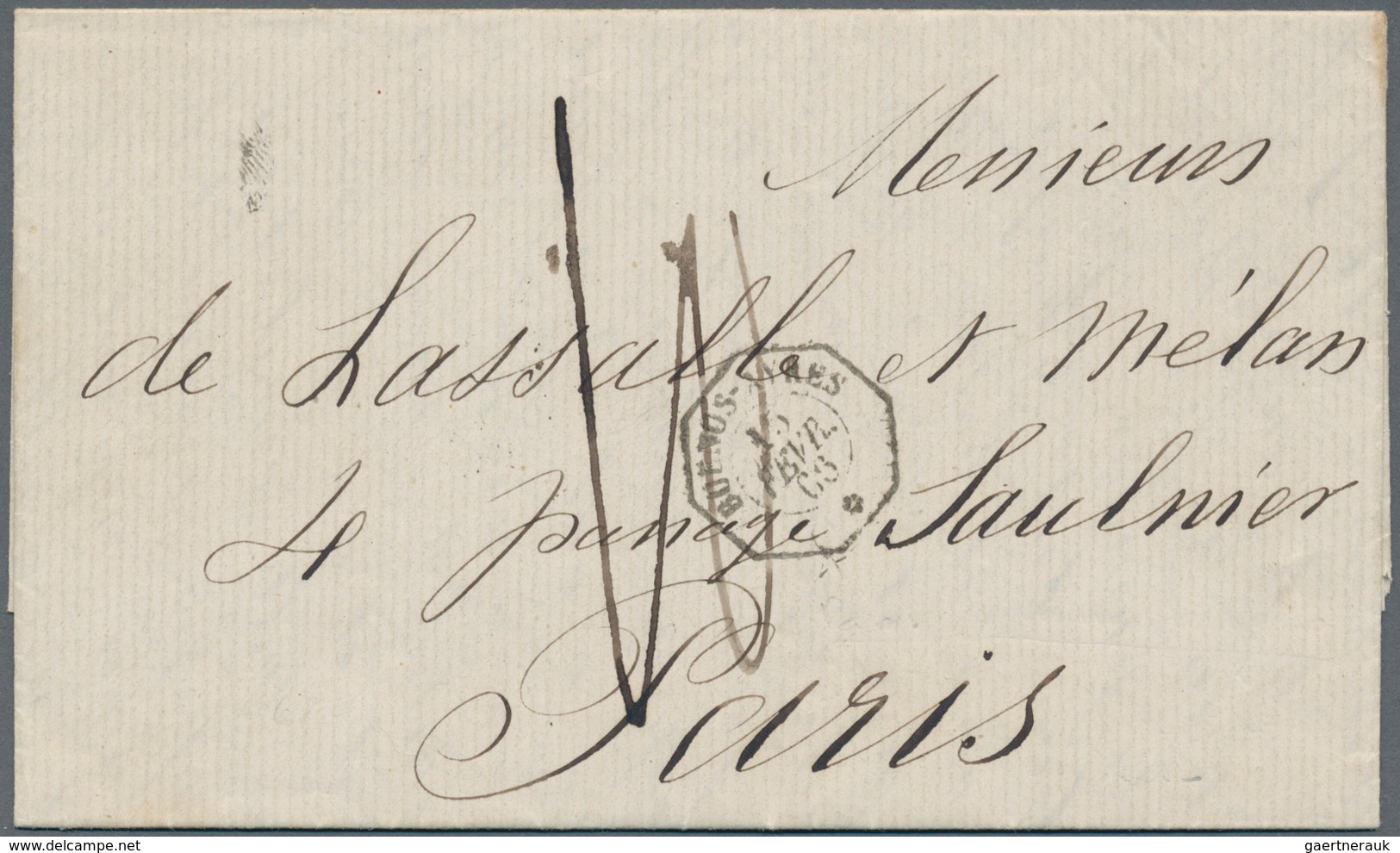 Argentinien: 1863, "BUENOS AIRES" French Octagon Cancel And Handwritten Tax "10" On Complete Folded - Other & Unclassified