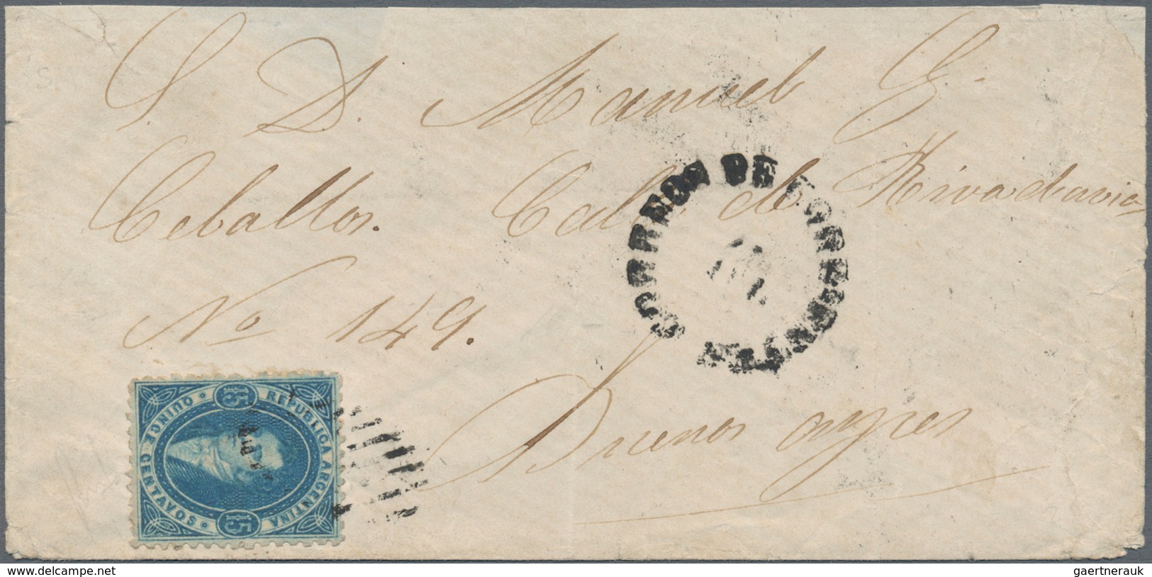 Argentinien: 1864 'Rivadavia' 1c. Blue, Clear Impression, Used On Cover From Corrientes To Buenos Ai - Other & Unclassified