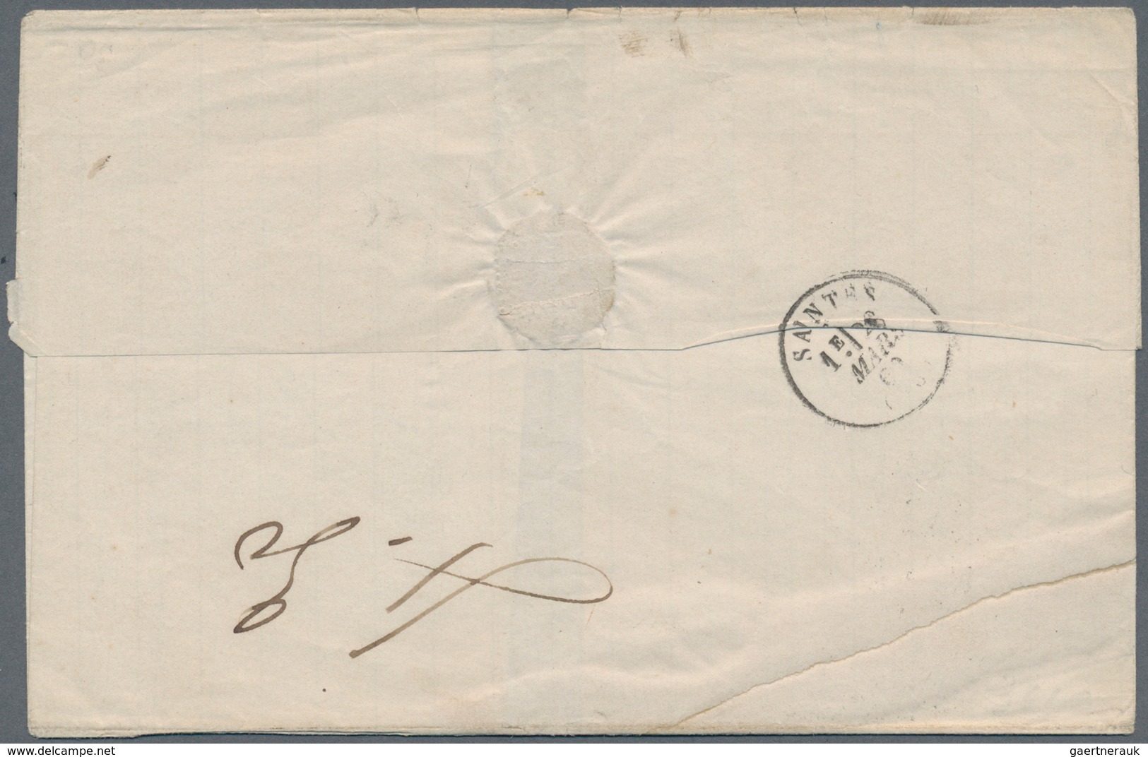 Argentinien: 1869, "CONFEDERATION ARGENTINE" French Octagon Cancel And Handwritten Tax "10" On Folde - Other & Unclassified