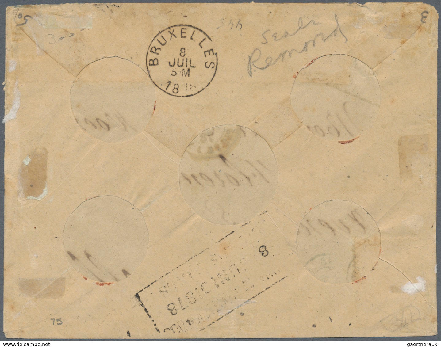 Argentinien: 1878 Registered Cover From Buenos Aires To Brussels Via Bordeaux And Paris By French Pa - Andere & Zonder Classificatie