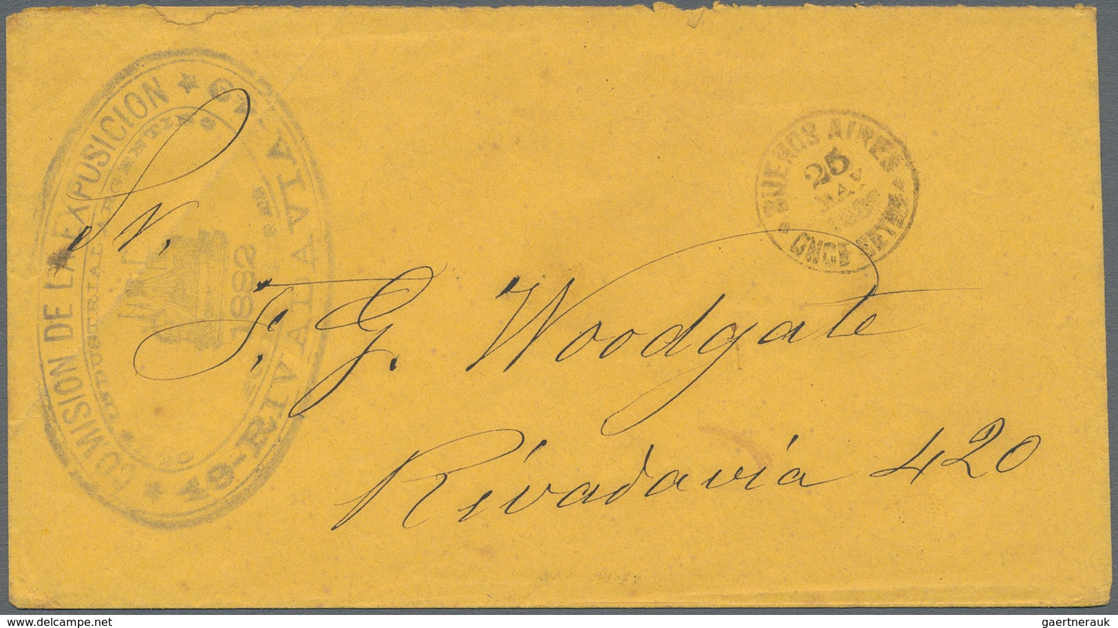 Argentinien: 1882 EXHIBITION: Stampless Envelope From The "Comision De La Exposicion 49 Rivadavia, C - Other & Unclassified