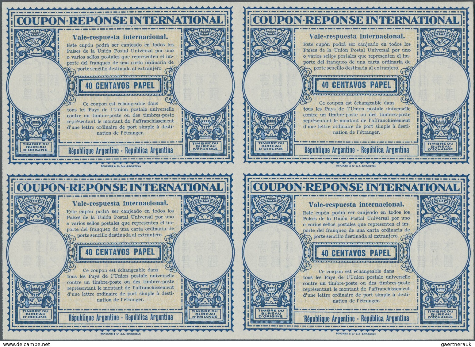 Argentinien - Ganzsachen: 1950. International Reply Coupon 40 Centavos Papel (London Type) In An Unu - Postal Stationery