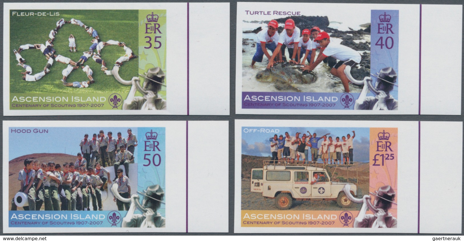 Ascension: 2007, Centenary Of Scouting Complete IMPERFORATE Set Of Four From Right Margins, Mint Nev - Ascension