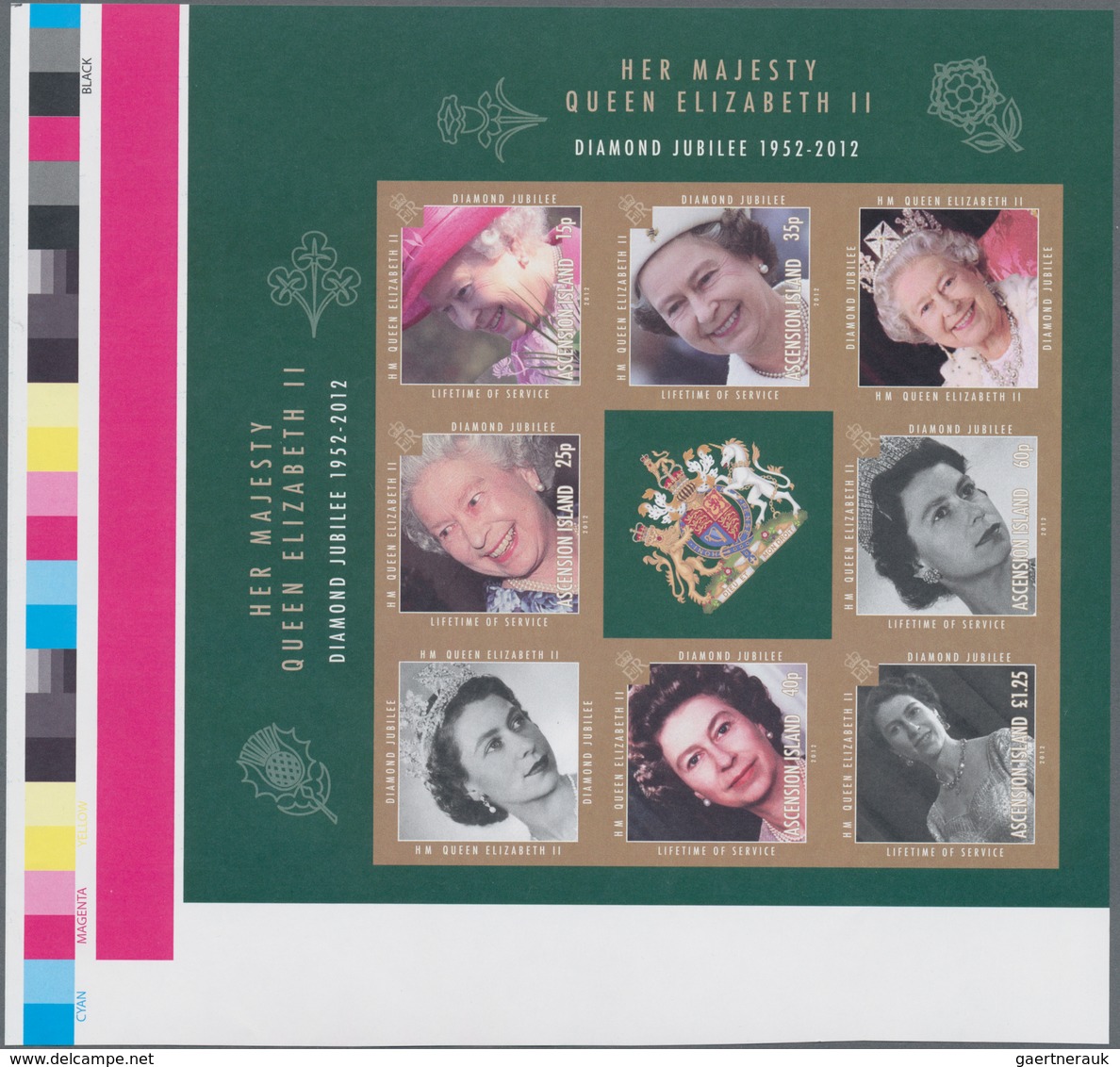 Ascension: 2012, Diamond Jubilee Of QEII IMPERFORATE Special Sheetlet With Six Stamps And Three Prin - Ascensión