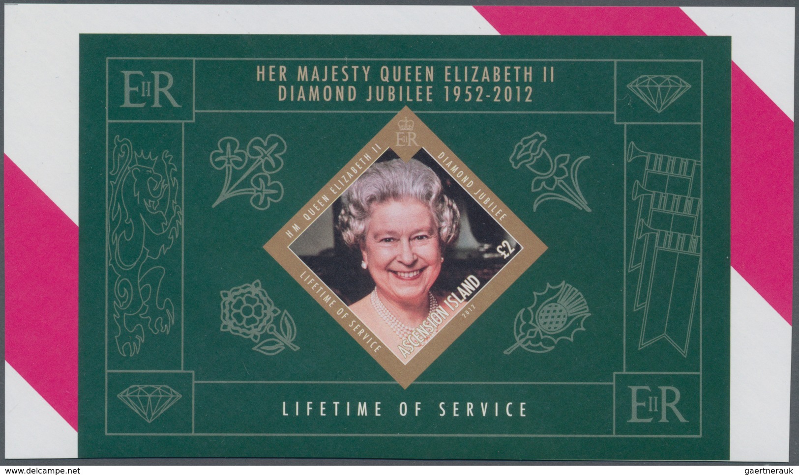 Ascension: 2012, Diamond Jubilee Of QEII IMPERFORATE Special Sheetlet With Six Stamps And Three Prin - Ascension