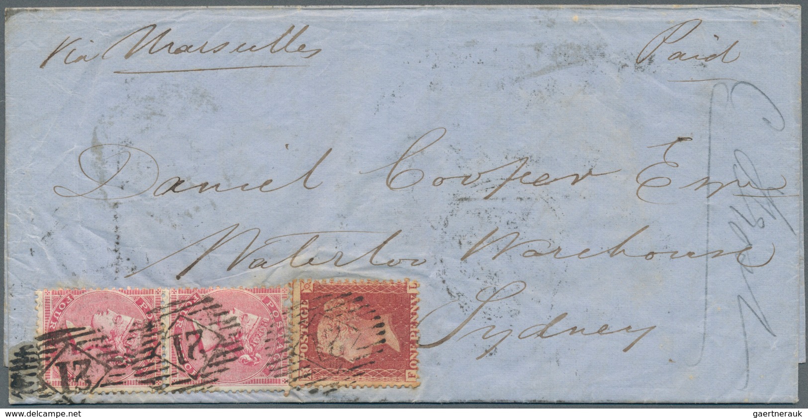 Neusüdwales: 1858, Complete Folded Letter Franked With 1d And 4 D Rose (2) From LONDON With Numeral - Brieven En Documenten