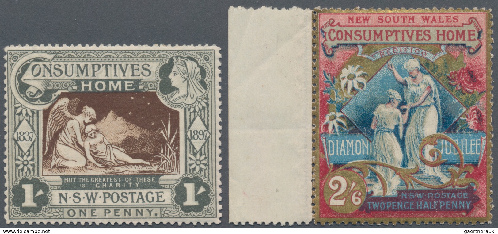 Neusüdwales: 1897, Diamond Jubilee And Hospital Charity 1d. (1s.) And 2½d. (2s.6d., Left Margin), Mi - Brieven En Documenten