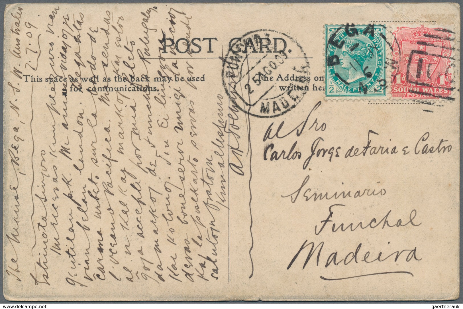 Neusüdwales: 1908-12 Destination MADEIRA: Three Picture Postcards From New South Wales (2) And Victo - Covers & Documents