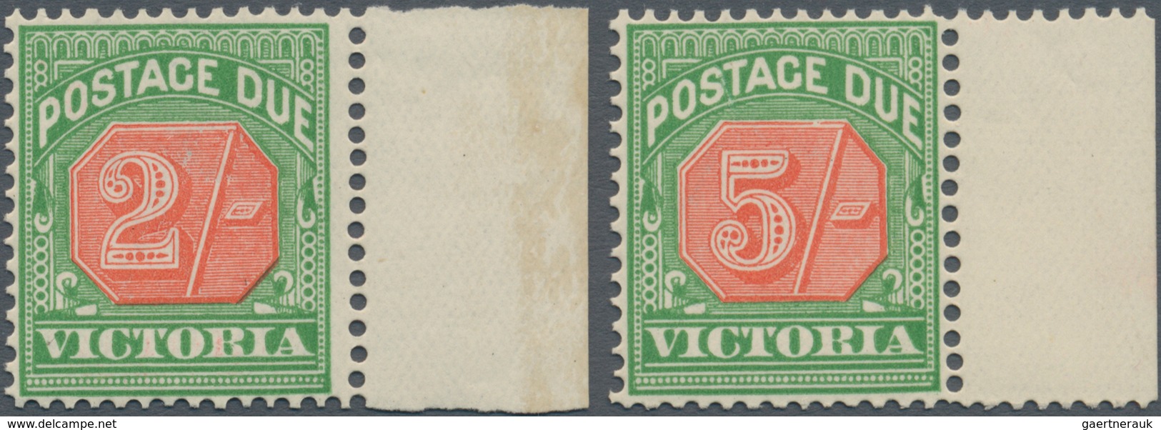 Victoria - Portomarken: 1903, Postage Dues 2s. And 5s. Scarlet And Deep Green Both From Right Margin - Covers & Documents