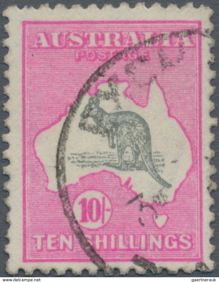 Australien: 1918, Kangaroo 10s. Grey And Bright Aniline Pink 3rd Wmk. Fine Used With Part 'EXCH(ange - Andere & Zonder Classificatie