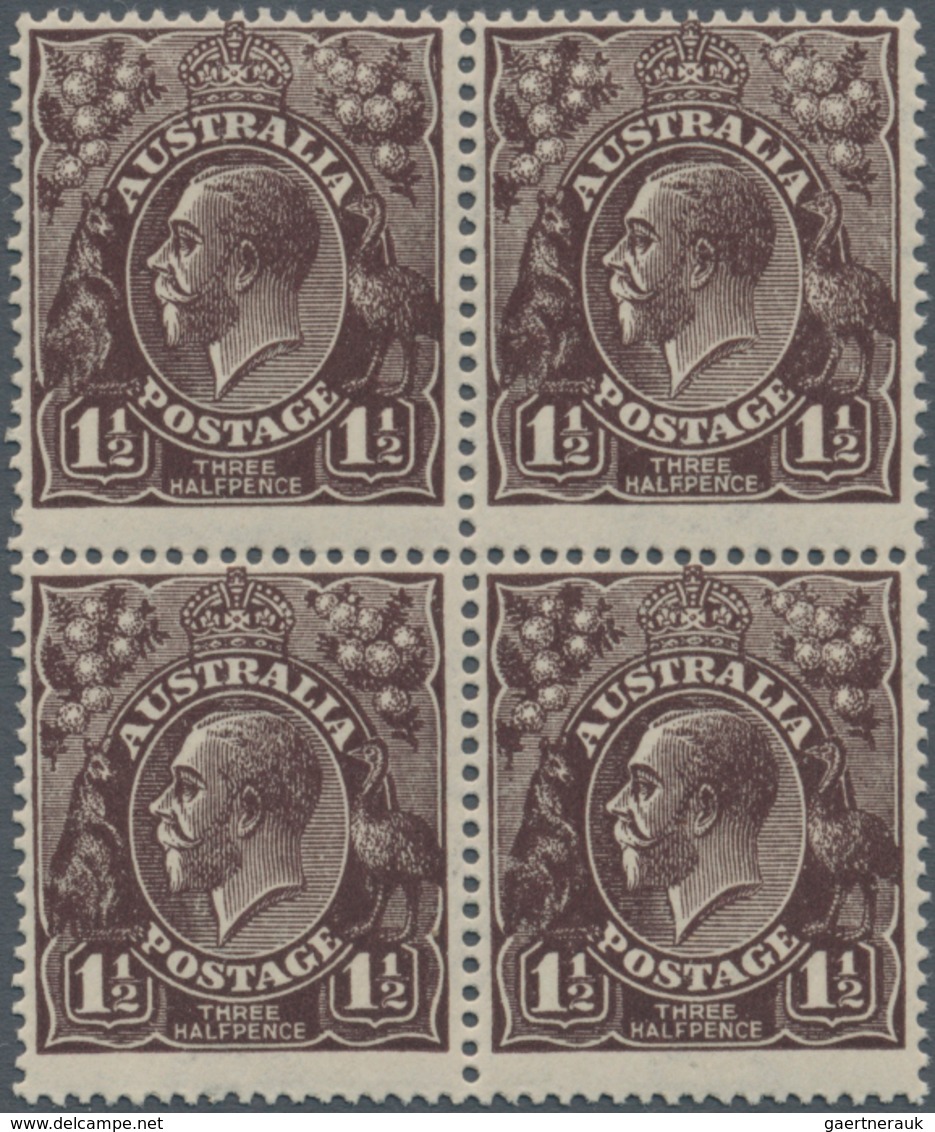 Australien: 1919, KGV 1½d. Black-brown With INVERTED Large Mult. Wmk., Mint Never Hinged, SG. £ 180+ - Other & Unclassified